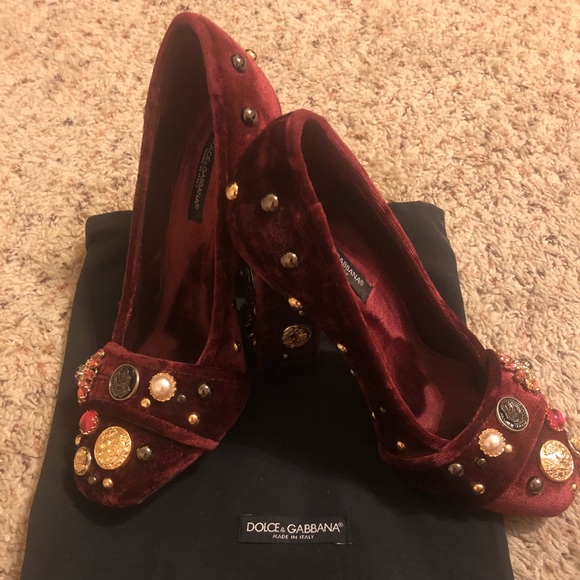 Dolce /& Gabbana Womens Velvet Slippers